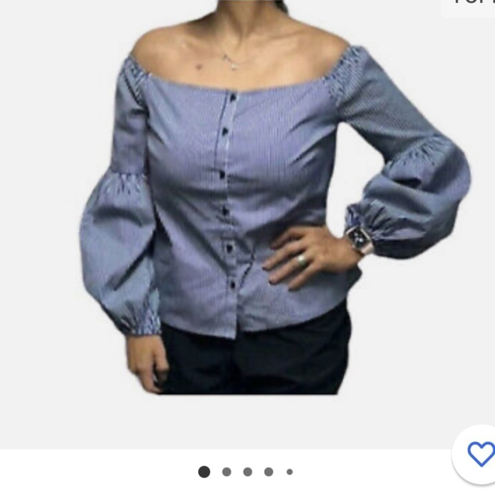 Express off the shoulder‎ pinstripe